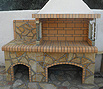 CODE 5: Barbeque with firebrick, coated with irregular Albanian slab, 130 x 80cm and coated bench, with irregular Albanian slab, 75 x 80cm