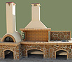 CODE 4: Barbeque set, oven with Chech firebrick, coated with brown, Karystou slab