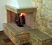 CODE 1: Coated corner fireplace, open