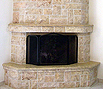 CODE 2: Corner fireplace, coated with stone