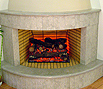 CODE 6: Round, cornered fireplace, coated with marble