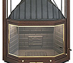 T80: Energy fireplace, three-sided, with brick, sliding door, bronze